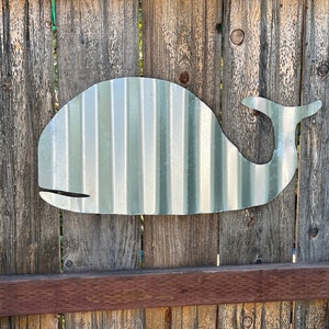 Beluga Whale, corrugated tin garden wall art decor