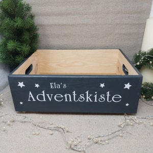 Adventskalenderkiste Holz, ohne Säckchen, personalisiert mit Namen, groß, zum Befüllen, zum Stellen, stapelbar, Adventskalender image 1