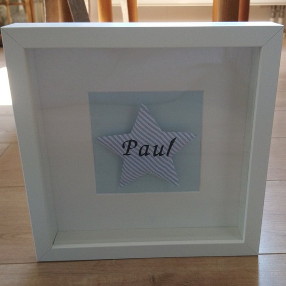 Weiß Bilderrahmen personalisiert Geburt Großer Stern Geschenk Baby