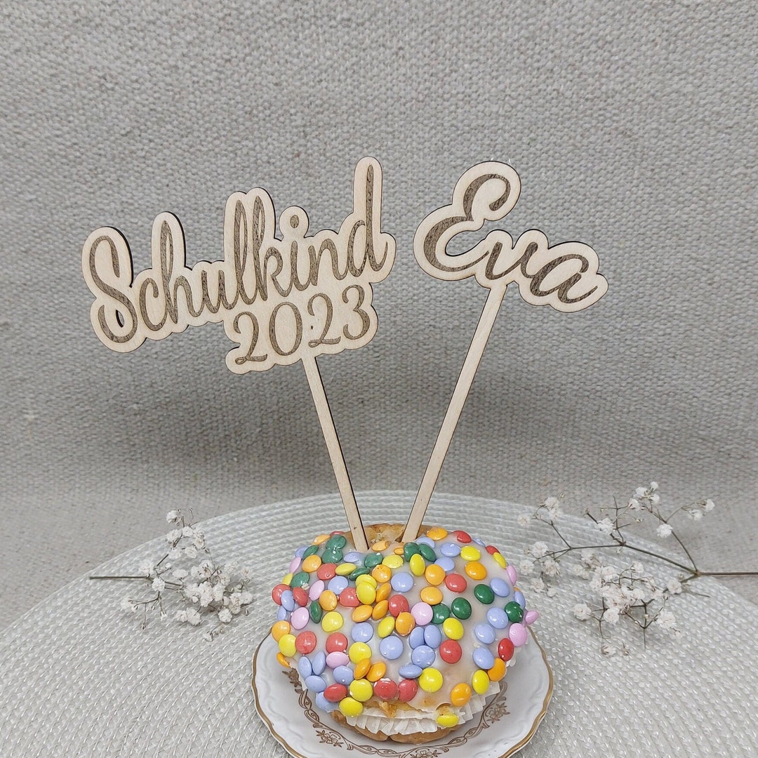 Einschulung Tortendeko 2025 - 7-teiliges Set Aus Holz Für Jungen & Mädchen