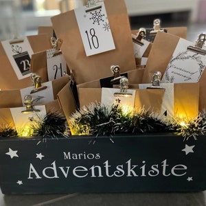 Adventskalenderkiste Holz, ohne Säckchen, personalisiert mit Namen, groß, zum Befüllen, zum Stellen, stapelbar, Adventskalender image 8