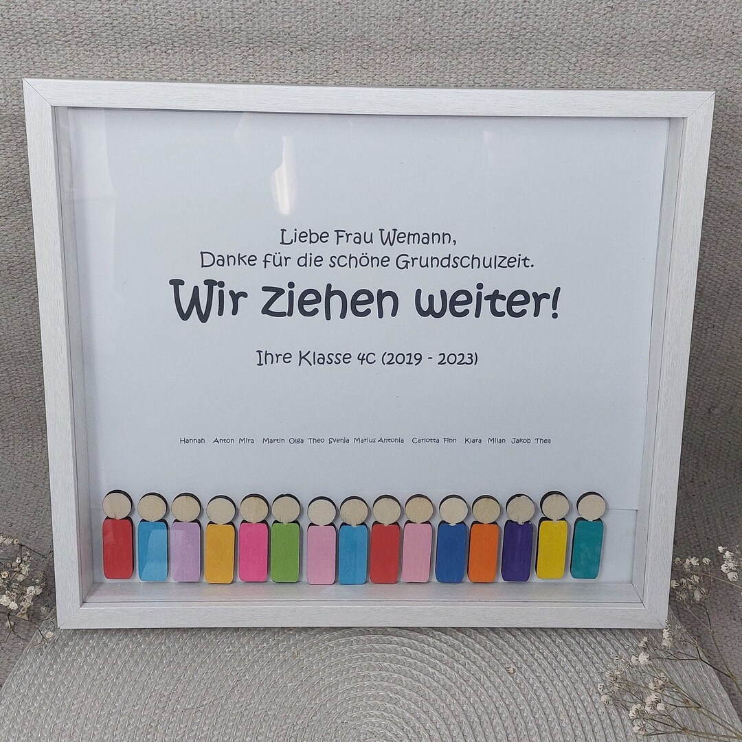 Geschenk Für Lehrerin Von Kindern Lehrerin Abschiedsgeschenk, groß mit Holzfiguren, Geschenk für die