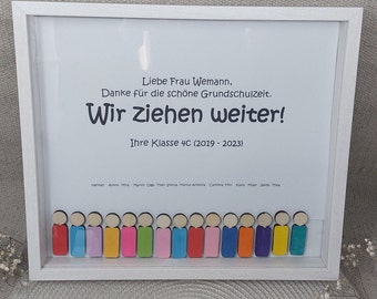 Lehrerin Abschiedsgeschenk, groß mit Holzfiguren, Geschenk für die Lehrerin, Erzieherin, Abschied Kita, Kindergarten, Grundschule