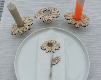 Tischdeko aus Holz zur Hochzeit,  natürliche Tischdekoration zum runden Geburtstag, Gastgeschenk, Blumen aus Holz,