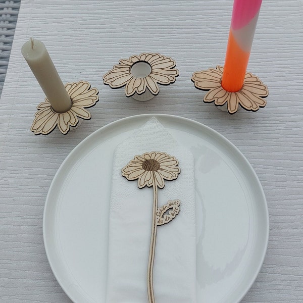 Tischdeko aus Holz zur Hochzeit,  natürliche Tischdekoration zum runden Geburtstag, Gastgeschenk, Blumen aus Holz,