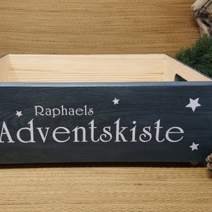 Adventskalenderkiste Holz, ohne Säckchen, personalisiert mit Namen, groß, zum Befüllen, zum Stellen, stapelbar, Adventskalender Bild 6