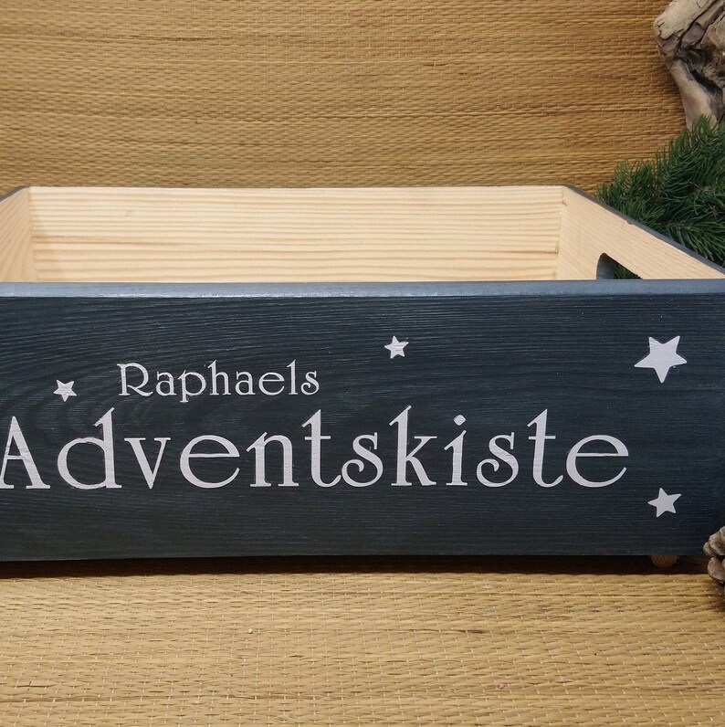 Adventskalenderkiste Holz, ohne Säckchen, personalisiert mit Namen, groß, zum Befüllen, zum Stellen, stapelbar, Adventskalender image 6