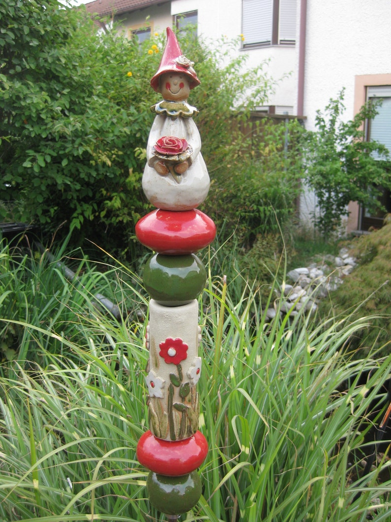 Keramik Stele Blumenmädchen Rosenkugel Etsy