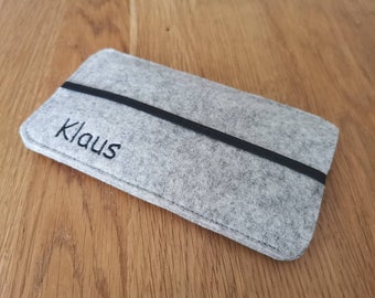 Handytasche aus Wollfilz mit Schriftzug nach Wahl