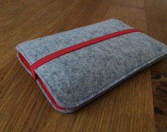 Handytasche aus Wollfilz mit Gummiband