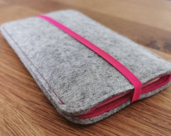 Handytasche aus Wollfilz mit Gummiband