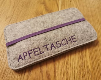 Handytasche aus Wollfilz mit Schriftzug nach Wahl