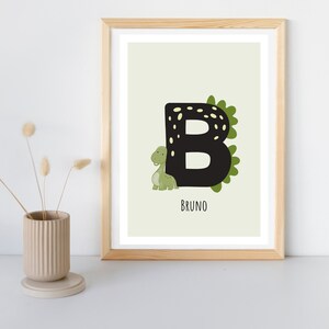 Poster A4 Dinosaurier-Wunschname- Poster Buchstabe-