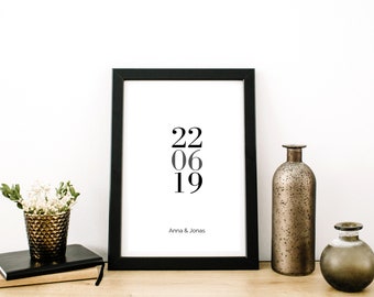 Wedding Poster - Date - Wedding Gift - Wedding Gift - Wedding Poster with Wedding Date - A3 to A1