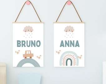 Poster mit Namen | Poster Kinderzimmer | Poster mit Wunschnamen | Poster Geburt