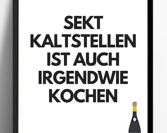 Poster-Typo Print  Sekt, kochen