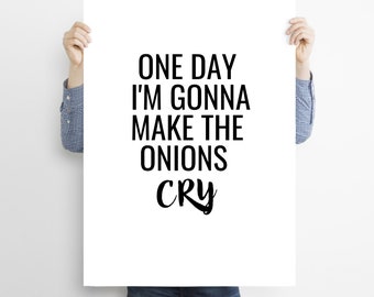 Druck Print "Onions" A4 Zwiebel schneiden, weinen