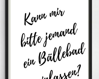 Poster A4 Bällebad fürs Bad oder als Geschenk!