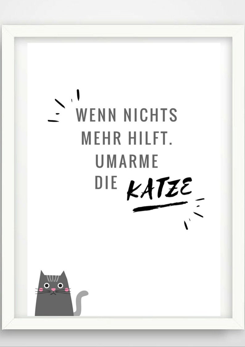 Katze streicheln Poster A4 Print, Druck, Geschenk Bild 1