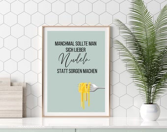 Poster A4 Nudeln für Küche oder als Geschenk!