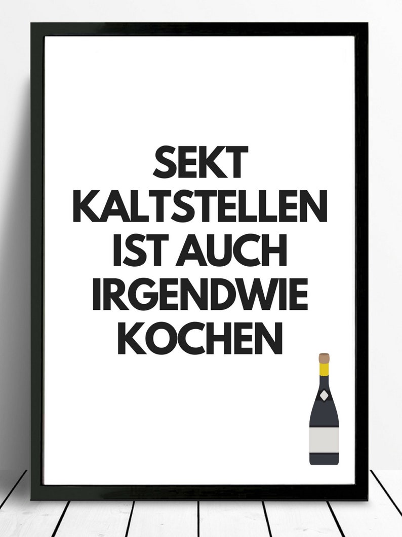 Poster-Typo Print Sekt kochen Geschenk A3 Bild 1