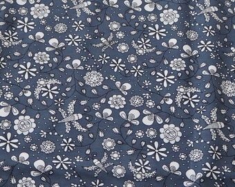 Designer fabric Bio-Jersey "Fantastico Flower" in nightblue-Design by fabric rain