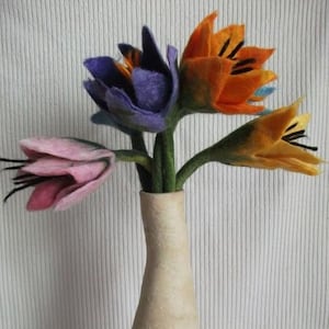 Colorful felt flowers tulips in all colors gift Easter Mother's Day birthday