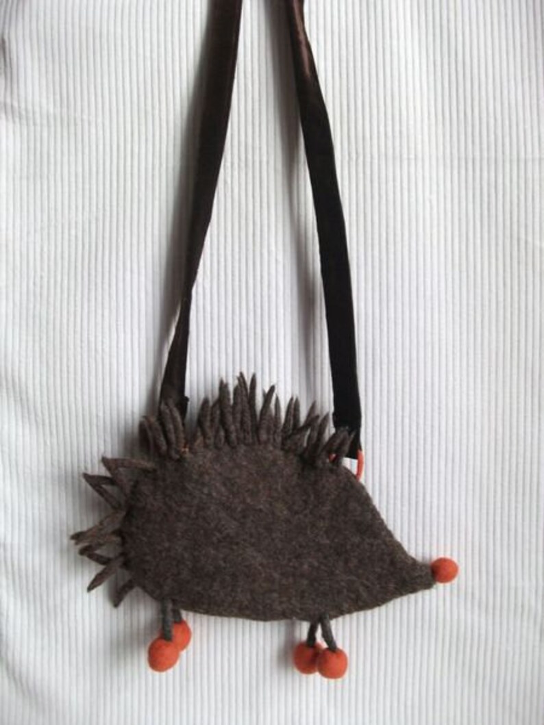 Cute felt bag hedgehog, hand-felted bag unique image 3