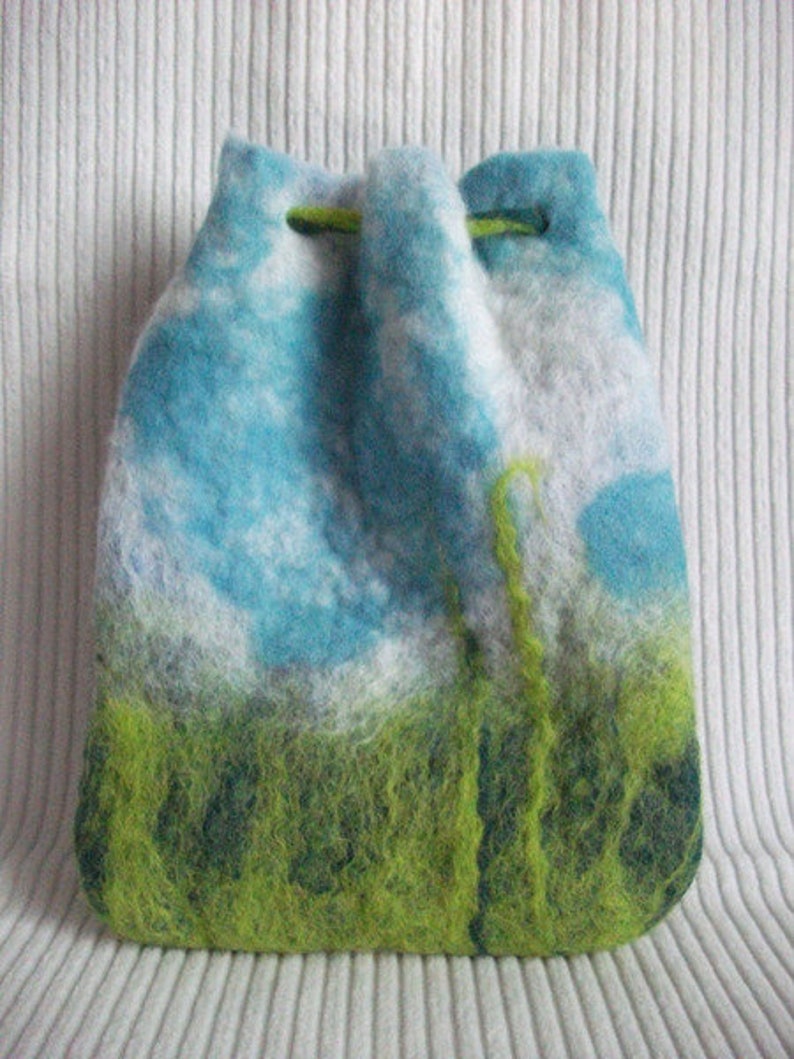 Felt bag with toadstools for special gifts gift wrapping image 2