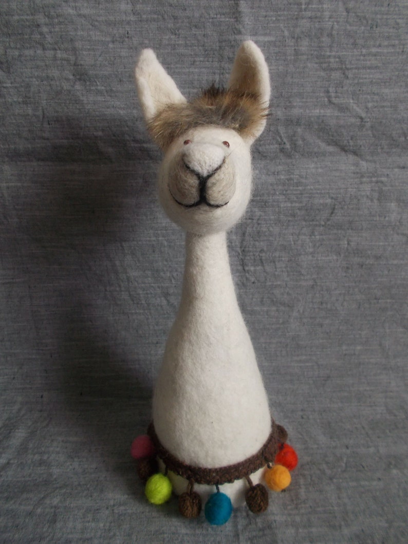 Lama alpaca made of felt decoration felt animal image 1