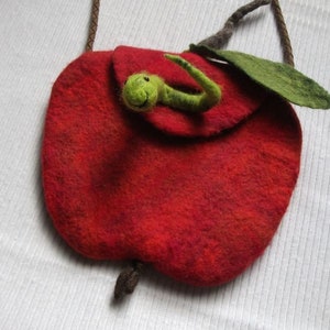 Felted apple bag to hang around your neck klein ca. 15 cm cm