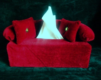 Housse de canapé mouchoir en velours rouge pour boîte de mouchoirs