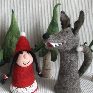 Little Red Riding Hood and the Wolf egg warmer set hand felted from felt image 2