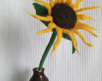 hand-felted sunflower made of felt