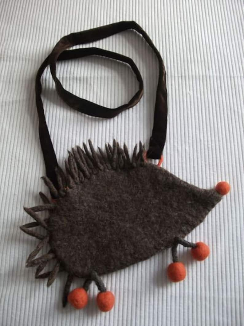 Cute felt bag hedgehog, hand-felted bag unique image 2