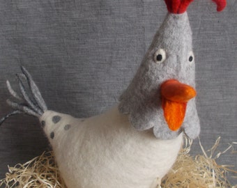 Doorstop made of felt chicken for Easter