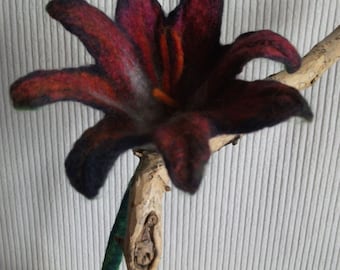 Felt flower, lily, hand-felted