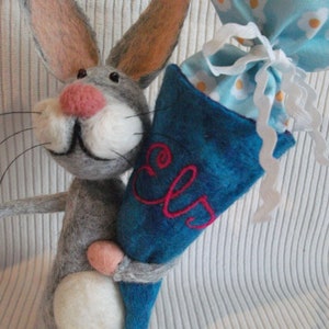 Little bunny comes to school Gift for the start of school made of felt bunny with a school cone image 3