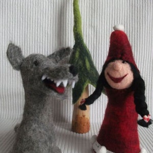 Little Red Riding Hood and the Wolf egg warmer set hand felted from felt image 1