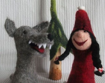 Little Red Riding Hood and the Wolf egg warmer set hand felted from felt