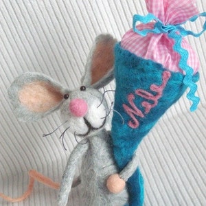 Little mouse comes to school Back to school Gift Türkis