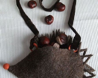 Cute felt bag "hedgehog", hand-felted bag unique