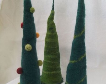 3er Set  gefilzte Tannenbäume Eierwärmer Weihnachten Deko aus Filz