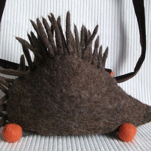Cute felt bag hedgehog, hand-felted bag unique image 4