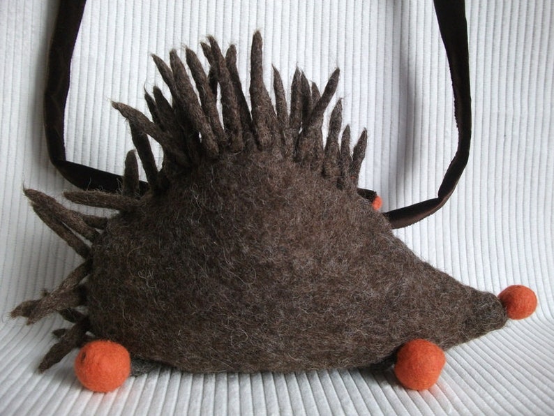 Cute felt bag hedgehog, hand-felted bag unique image 4