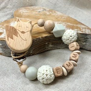 Schnullerkette, Schnullerkette Fuchs, viele Farben, mit Name, Mädchen, Junge, Schnullerkette personalisiert