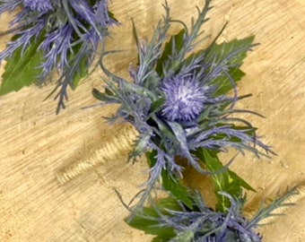 Artificial Blue Thistle Buttonhole