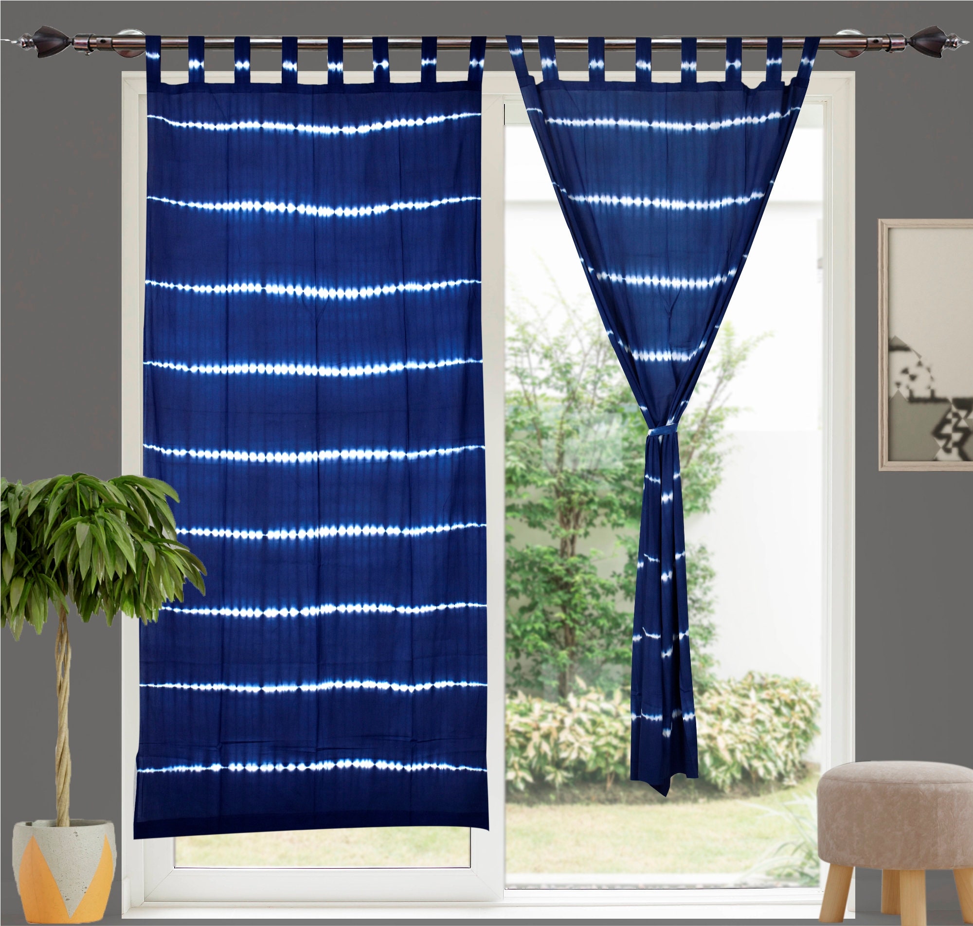 Indigo Blue & White Bohemian curtain Boho decor Beach Etsy