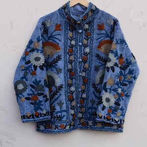 Suzani Embroidery Cotton TNT Jacket Handmade winter Women Coat| Embroidery Quilted Jacket| Unisex Suzani Short Kimono Christmas Gift