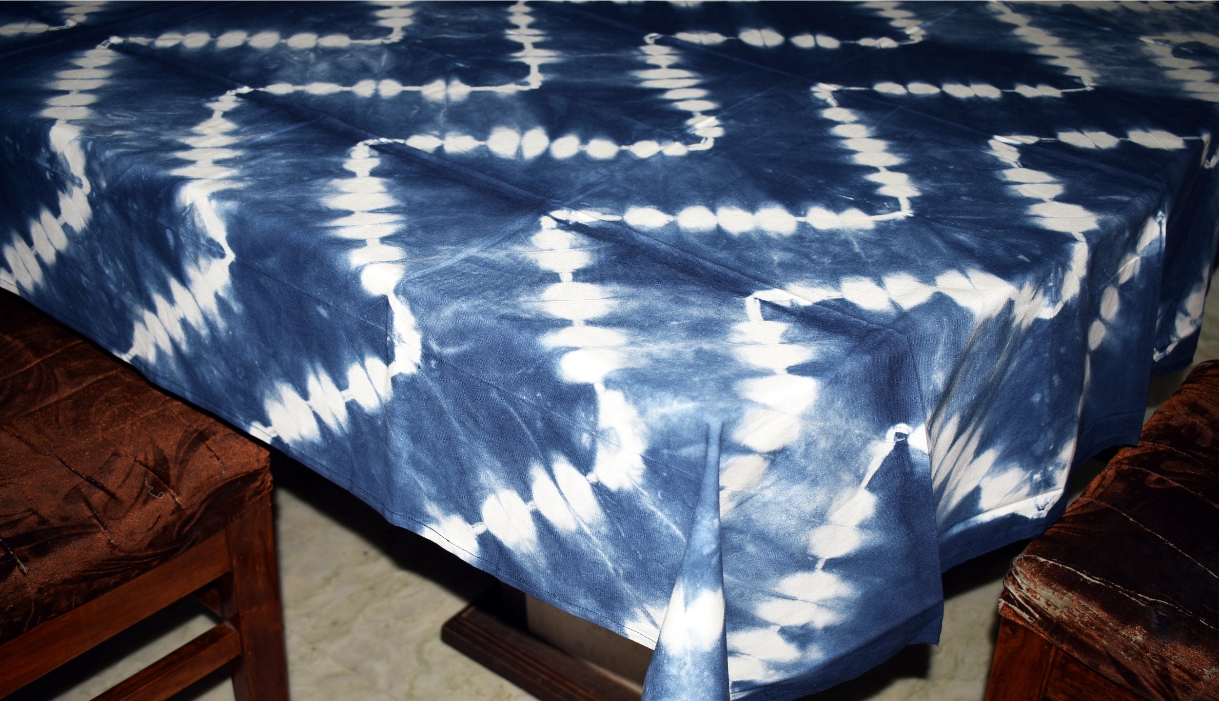 INDIGO BLUE TABLE cloth Tie Dye Table Cloth 8 Seater Etsy